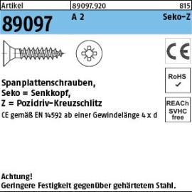Reyher Artikel 89097 A 2 CE Seko-Z Spanplattenschrauben, Senkkopf, Pozidriv-Kreuzschlitz Produktbild