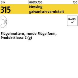 Reyher DIN 315 Messing galvanisch vernickelt Flügelmuttern, runde Flügelform, Produktklasse C (g) Produktbild