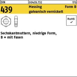 Reyher DIN 439 Messing Form B galvanisch vernickelt Sechskantmuttern, niedrige Form, mit Fasen Produktbild