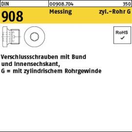 DIN 908 Messing zyl.-Rohr G Verschlussschrauben mit Bund und Innensechskant,mit zyl. Rohrgewinde Produktbild