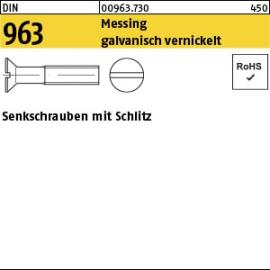 DIN 963 Messing galvanisch vernickelt Senkschrauben mit Schlitz Produktbild