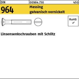 DIN 964 Messing galvanisch vernickelt Linsensenkschrauben mit Schlitz Produktbild
