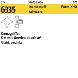 DIN 6335 Kunststoff Form K-St schwarz Kreuzgriffe, mit Gewindebuchse Produktbild