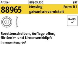 Reyher Artikel 88965 Messing Form R 1 galvanisch vernickelt Rosettenscheiben, Auflage offen, für Senk- und Linsensenkköpfe Produktbild