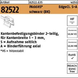 Reyher Artikel 82522 PA66HS EdgeCl. S-A schwarz Kantenbefestigungsbinder 2-teilig, für Kantenbreite 1-3mm, Aufn. seitlich-axial Produktbild