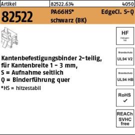 Reyher Artikel 82522 PA66HS EdgeCl. S-Q schwarz Kantenbefestigungsbinder 2-teilig, für Kantenbreite 1-3mm, Aufn. seitlich-quer Produktbild