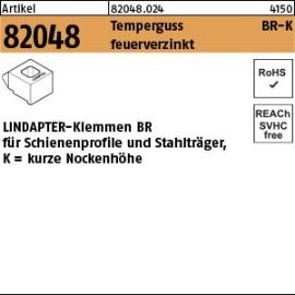 Artikel 82048 Temperguss BR-K feuerverzinkt LINDAPTER-Klemmen BR für Schienenprofile und Stahlträger, kurze Nockenhöhe Produktbild