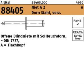 Artikel 88405 Niet A 2 A Dorn Stahl, verz. Offene Blindniete mit Sollbruchdorn, ~DIN 7337, A = Flachkopf Produktbild