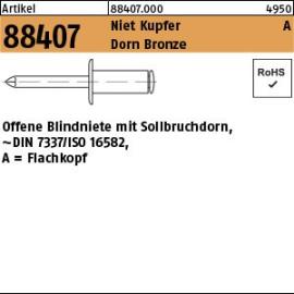 Reyher Artikel 88407 Niet Kupfer A Dorn Bronze Offene Blindniete mit Sollbruchdorn, ~DIN 7337/ISO 16582, Flachkopf Produktbild