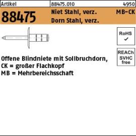Gesipa ART 88475 PolyGrip Mehrber.-Blindniete St./St. verz. K 16 4,8 x 15 VE=S Produktbild