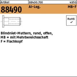 Reyher Artikel 88490 Al-Leg. MB-F Blindniet-Muttern, rund, offen, mit Mehrbereichsschaft, Flachkopf Produktbild