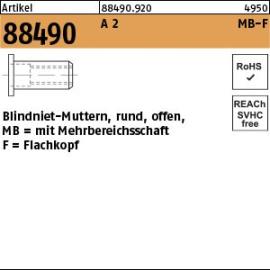 Artikel 88490 A 2 MB-F Blindniet-Muttern, rund, offen, mit Mehrbereichsschaft, Flachkopf Produktbild
