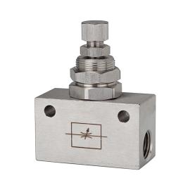 RIEGLER Drosselventil, Blockform, Edelstahl 1.4404, G 1/4, PN max. 10 bar Produktbild