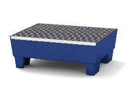 Auffangwanne mit verzinktem Gitterrost, pulverbeschichteter Stahl Blau, für 2 x 60-L-Fass, Maße 635x785x278 mm Produktbild