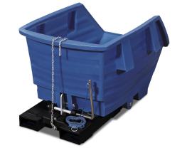 asecos Kippbehälter, PE Blau, Inhalt 750,00Liter, Maße 1145x1650x890 mm Produktbild