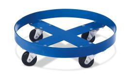 asecos Fassroller, pulverbeschichteter Stahl Enzianblau RAL 5010, Maße 610x610x125 mm Produktbild