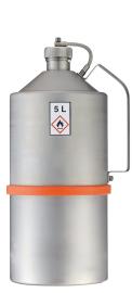 asecos Transportkanne, polierter Edelstahl 1.4571, Inhalt 5,00Liter, Maße 165x165x400 mm Produktbild
