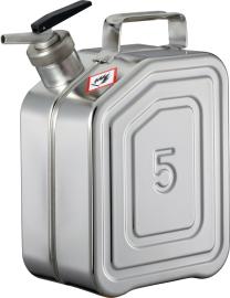 asecos Sicherheitskanister, matter Edelstahl 1.4571, Inhalt 5,00Liter, Maße 130x200x310 mm Produktbild