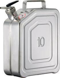 asecos Sicherheitskanister, matter Edelstahl 1.4571, Inhalt 10,00Liter, Maße 130x280x380 mm Produktbild
