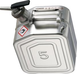 Sicherheitskanister, polierter Edelstahl 1.4571, Inhalt 5,00Liter, Maße 130x200x310 mm Produktbild