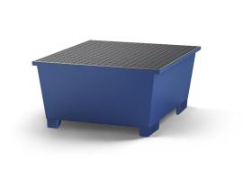 KTC/IBC-Station mit verzinktem Gitterrost, pulverbeschichteter Stahl Blau, für 1 x 1000-L-IBC, Maße 1350x1650x710 mm Produktbild