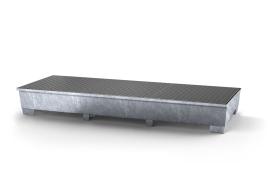 KTC/IBC-Station mit verzinktem Gitterrost, verzinkter Stahl, für 3 x 1000-L-IBC, Maße 3280x1300x430 mm Produktbild