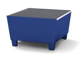 Auffangwanne mit verzinktem Gitterrost, pulverbeschichteter Stahl Blau, für 1 x 200-L-Fass + Kleingebinde, Maße 815x885x473 mm Produktbild