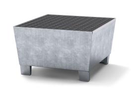 asecos Auffangwanne mit verzinktem Gitterrost, verzinkter Stahl, für 1 x 200-L-Fass + Kleingebinde, Maße 815x885x473 mm Produktbild