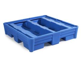 asecos Auffangwanne, PE Blau, für 4 x 200-L-Fass, Maße 1330x1330x295 mm Produktbild