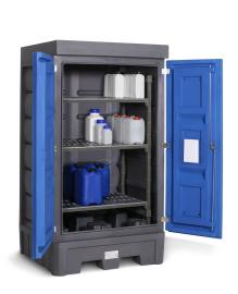 Gefahrstoffdepot Lagerregal aus Kunststoff (Selbstmontage), PE Grau, für Kleingebinde, Maße 1140x1050x2060 mm Produktbild