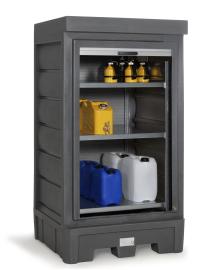 Gefahrstoffdepot Lagerregal aus Stahl (Selbstmontage), PE Grau, für Kleingebinde, Maße 1140x1050x2060 mm Produktbild