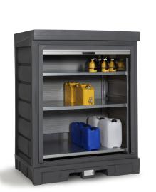 Gefahrstoffdepot Lagerregal aus Stahl (Selbstmontage), PE Grau, für Kleingebinde, Maße 1554x1083x1980 mm Produktbild