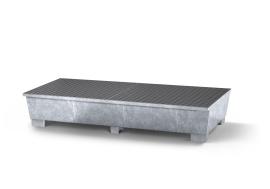 KTC/IBC-Station mit verzinktem Gitterrost, verzinkter Stahl, für 2 x 1000-L-IBC, Maße 2200x1300x590 mm Produktbild