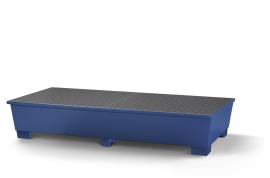 asecos KTC/IBC-Station mit verzinktem Gitterrost, pulverbeschichteter Stahl Blau, für 2 x 1000-L-IBC, Maße 2200x1300x590 mm Produktbild