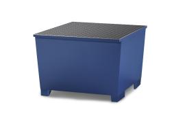 KTC/IBC-Station mit verzinktem Gitterrost, pulverbeschichteter Stahl Blau, für 1 x 1000-L-IBC, Maße 1300x1120x1040 mm Produktbild
