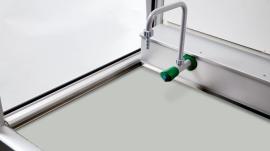 asecos Arbeitsfläche für Gefahrstoffarbeitsplatz, melaminharz-beschichtete Werkstoffplatte LichtgrauRAL 7035, Maße 1390x490x10 mm Produktbild