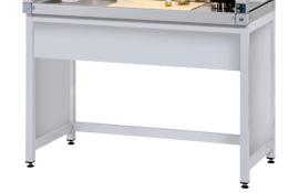 asecos Untergestell für stehende Tätigkeiten mit Verblendung für Gefahrstoffarbeitsplatz Lichtgrau RAL 7035, Maße 1200x750x865 mm Produktbild