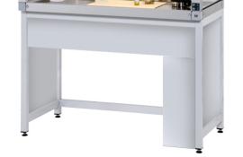 asecos Untergestell für stehende Tätigkeiten mit Verblendung für Gefahrstoffarbeitsplatz Lichtgrau RAL 7035, Maße 1200x750x865 mm Produktbild