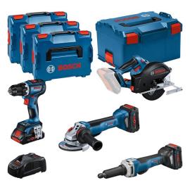 Combo Kit Set mit 4 18V-Werkzeugen: GSR, GWS, GKM, GGS, 3 x Akku Produktbild