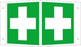 SAFETYMARKING Hinweisschild 200x200mm Aluminium Erste Hilfe Winkelschild nachleuchtend Produktbild