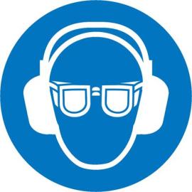 Gebotsschild, Augen- und Gehörschutz benutzen Produktbild