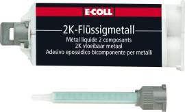 E-COLL 2K Flüssig-Metall Klebstoff silikonfrei universell 50ml Doppelkammerkartusche Produktbild