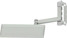 Gelenkarm Systemaufbau mit Anlagetablar RAL 7035 Produktbild