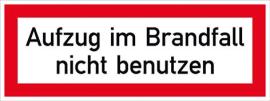 SAFETYMARKING Brandschutzschild Aufzug im Brandfall nicht benutzen Aluminum 148x52mm Produktbild