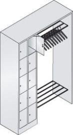 Offene Garderobe B1410xT480xH1950 mm RAL 7035 10 Bügel 1x10 Fächer B190 mm CP Produktbild