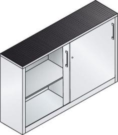 Schiebetürenschrank B1600xT400xH1000 mm RAL 7035, 2 Fachböden mit Mitteltrennwand CP Produktbild