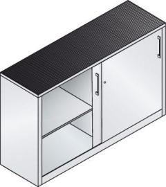 Schiebetürenschrank B1600xT500xH1000 mm RAL 7035, 2 Fachböden mit Mitteltrennwand CP Produktbild