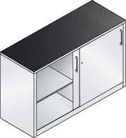 Schiebetürenschrank B1600xT600xH1000 mm RAL 7035, 2 Fachböden mit Mitteltrennwand CP Produktbild