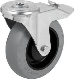 Stahlblech-Lenkrollen mit Rückenloch mit Weich... Produktbild