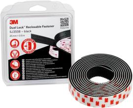 3M Dual Lock SJ3550 Schw. 40Köpfe/cm² Flexibler Druckverschluss25mm x 2,5 m x 5,7 mm Produktbild